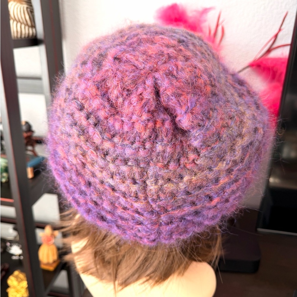 Italian Purple Knit Pageboy Hat - Picture 2 of 9